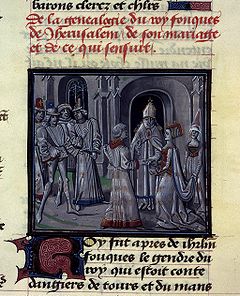 Huwelijksvoltrekking tussen Fulco V van Anjou en Melisinde van Jeruzalem